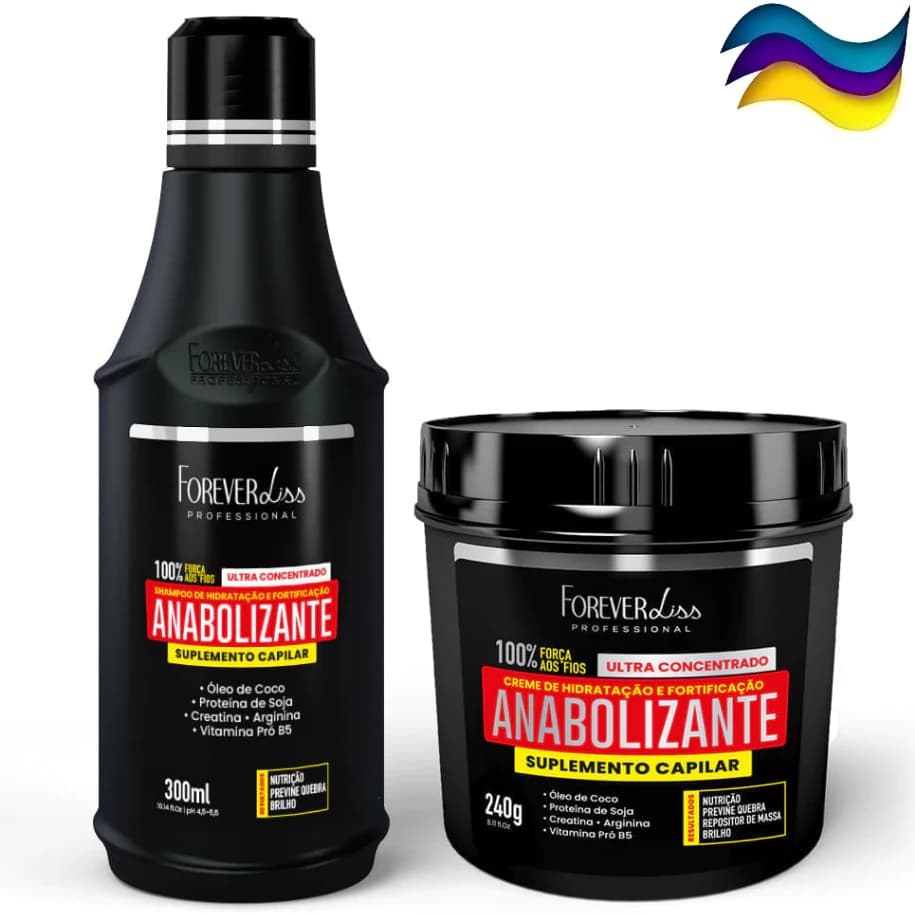 Forever Liss Shampoo 300ml + Máscara 240g Anabolizante Capilar Tratamento Força e Nutrição