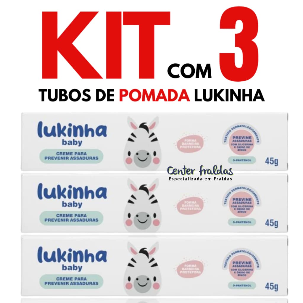 Kit 3 Pomada Creme De Assaduras Proteção Lukinha Baby 90g