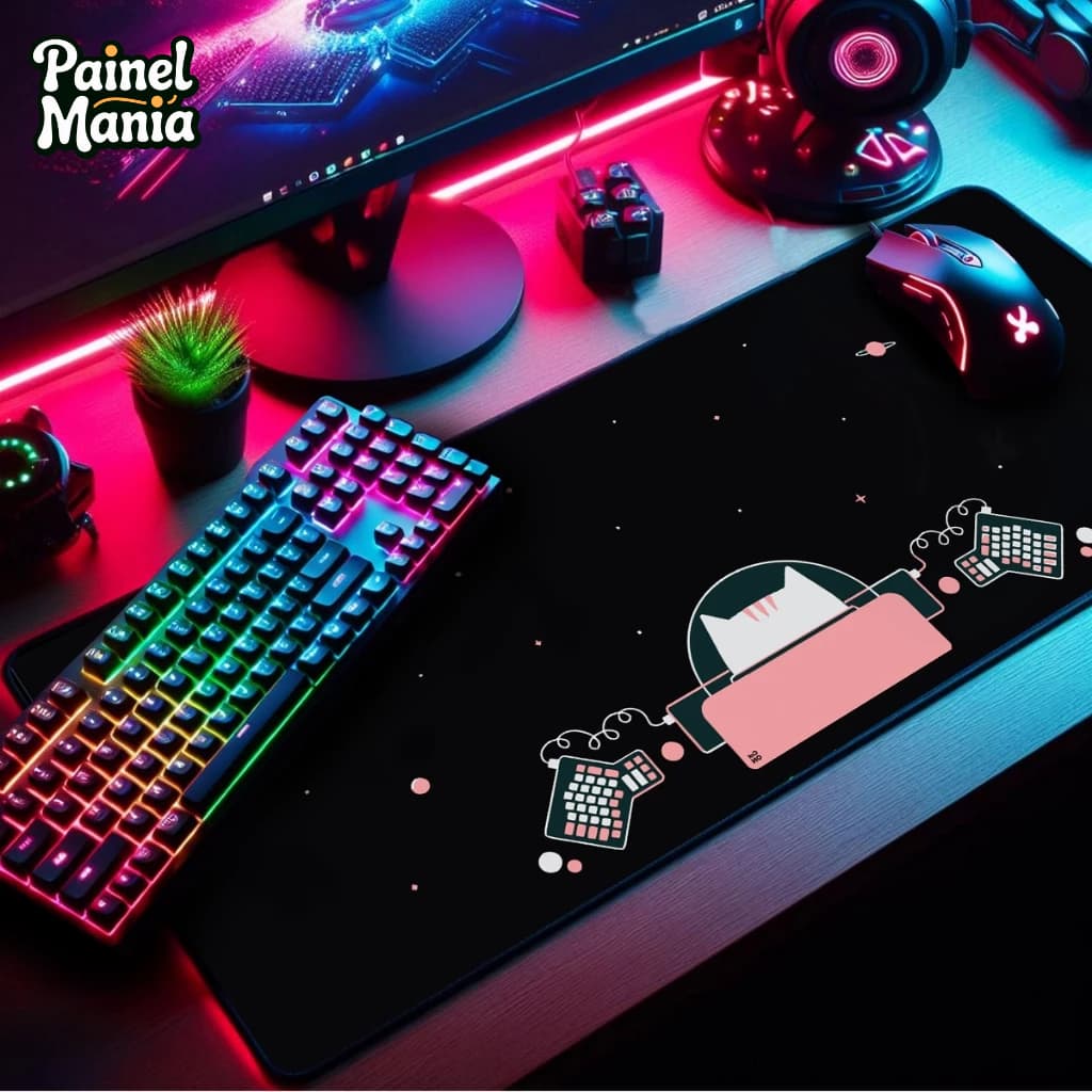 Mouse Pad Gamer Kawaii Girl Premium Antiderrapante com Borda Costurada Diversos Tamanhos