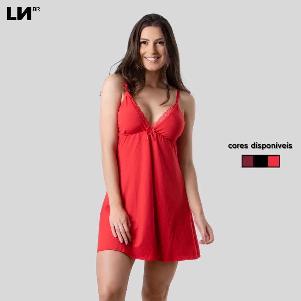 Camisola Detalhe em Renda Confortável Lisa Costas Cavada Linha Noite