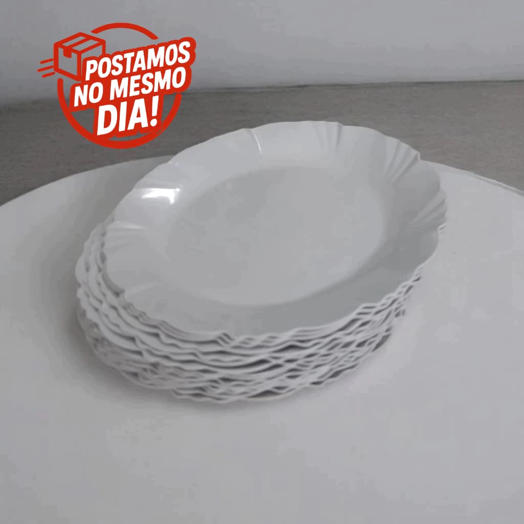 20 Prato Sobremesa Branco Plástico 17 cm Bolo Petiscos Reutilizável