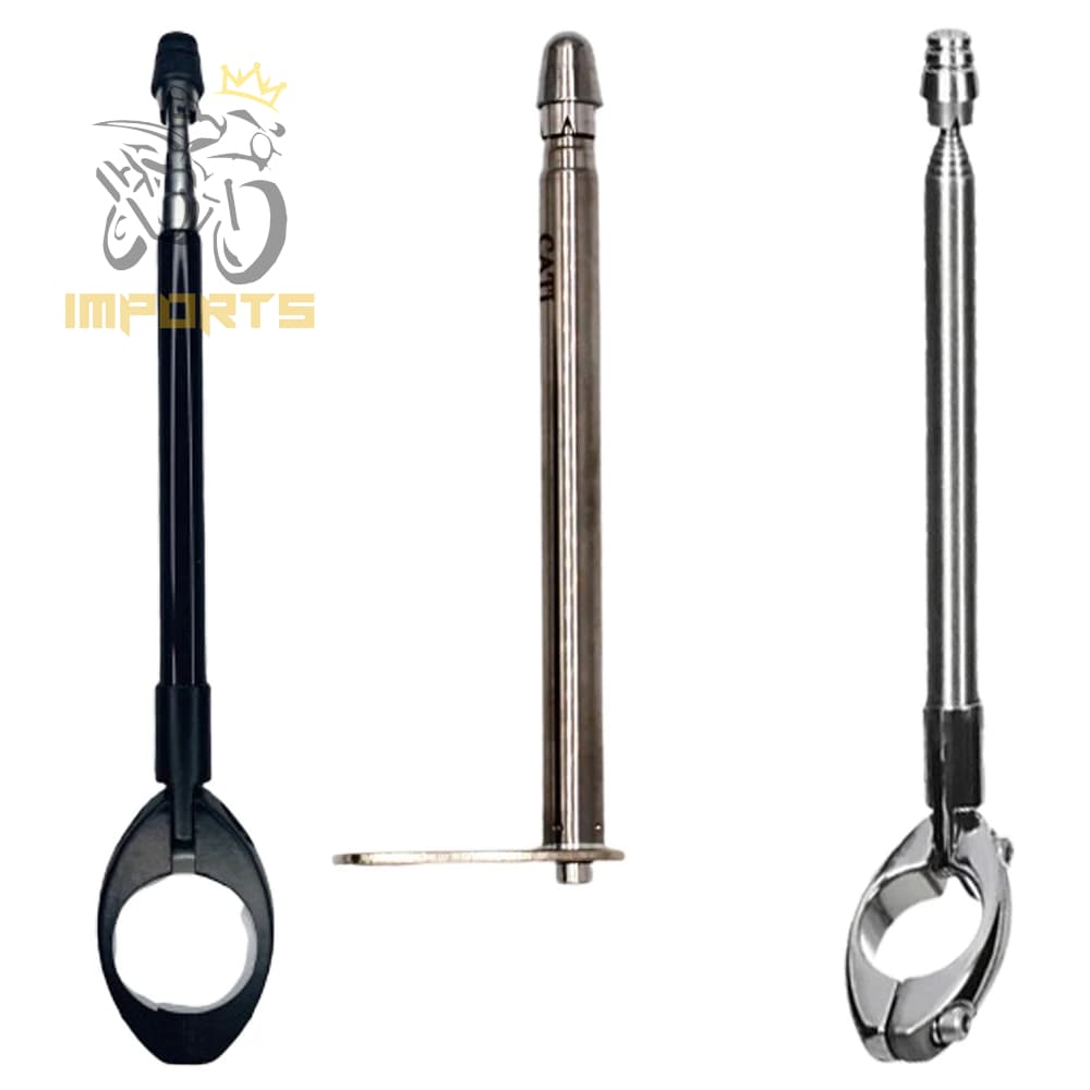 Antena Corta Pipa Moto 7 Estágios Guidão / Retrovisor Aço Inox Preta Cromada Retrátil