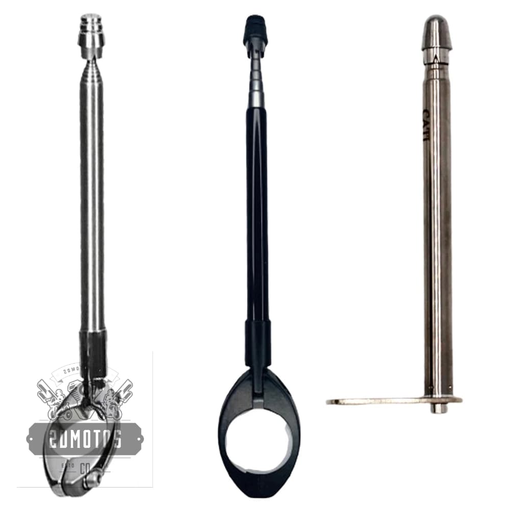 Antena Retrátil Corta Para Pipa 7 Estágios Guidão OU Retrovisor Aço Inox Cromada Preta