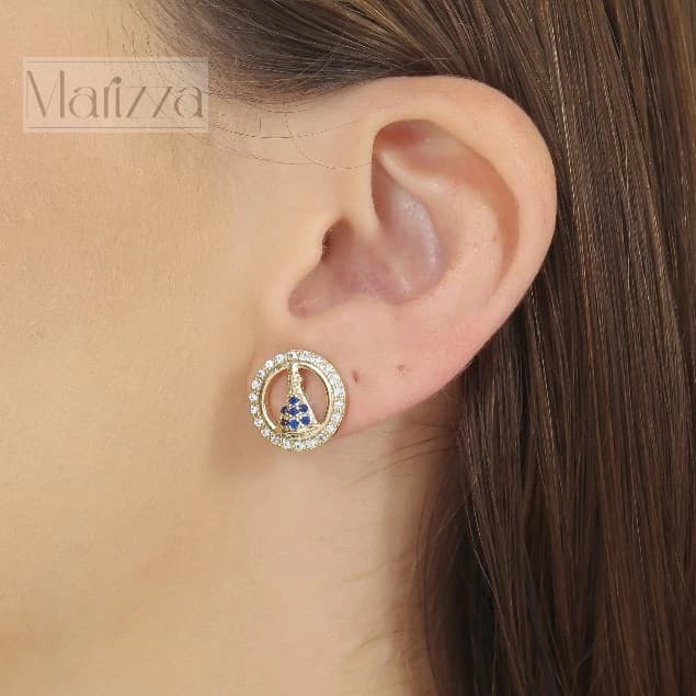 Brinco feminino Nossa Senhora Folheado a Ouro 18k Antialérgico religioso