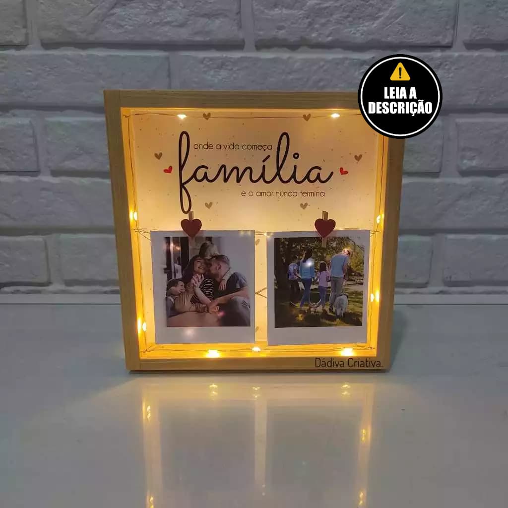 Porta Retrato Led Família | Acompanha fotos
