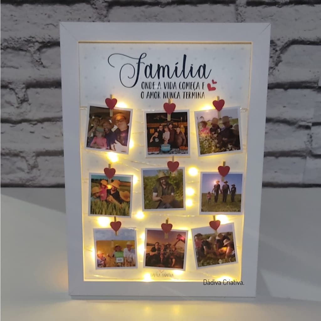 Porta retrato led Família | Acompanha fotos