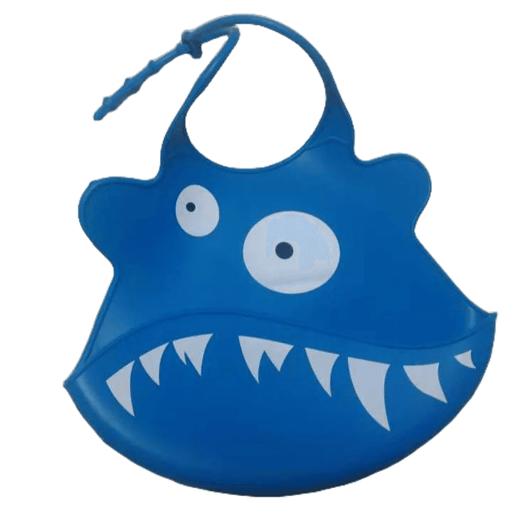 1 Babadores Azul Escuro Silicone Cata Migalha Impermeável