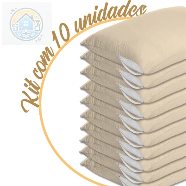 Capa para Travesseiro Protetora com Ziper Proteção Total antiácaro - KIT  COM 10 UNIDADES - Bege, Branco e Azul