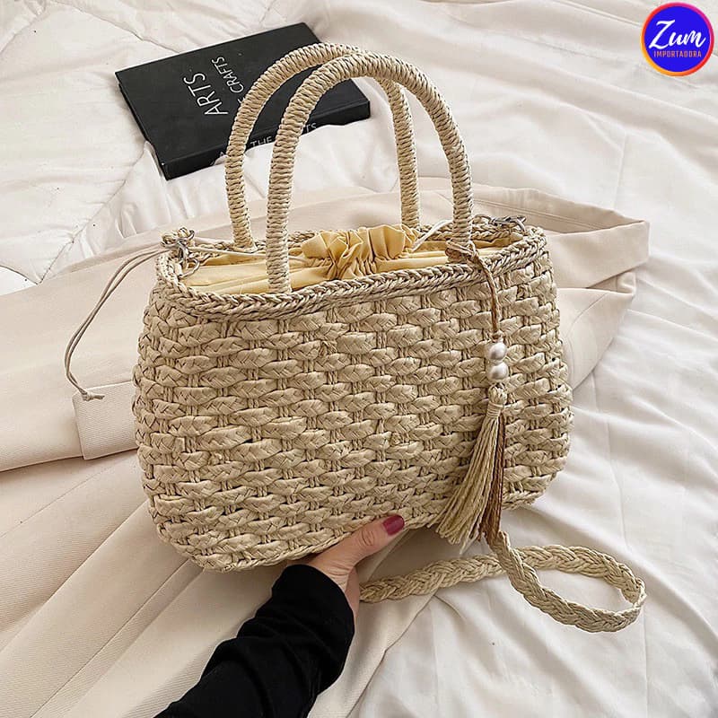 Bolsa de Palha Praia Feminina com Alça Leve e Estilosa para qualquer ocasião Look Verão Blogueira SZJ-68017