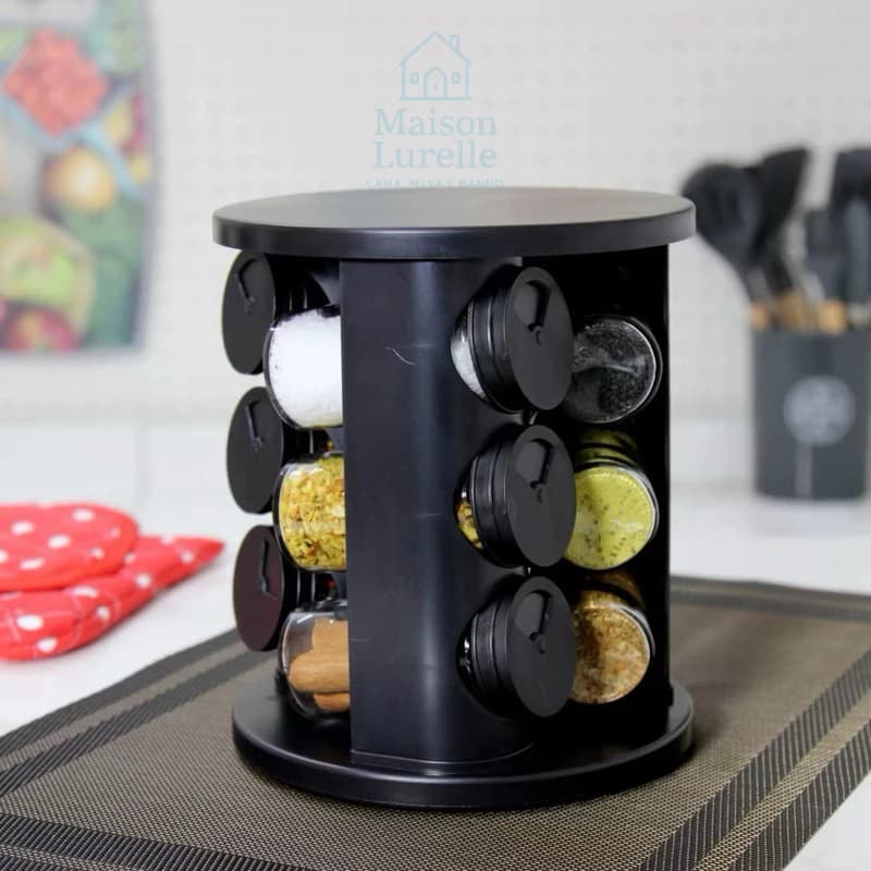 Porta Condimentos Temperos Giratório 9 Potes Vidro Praticidade Na Cozinha