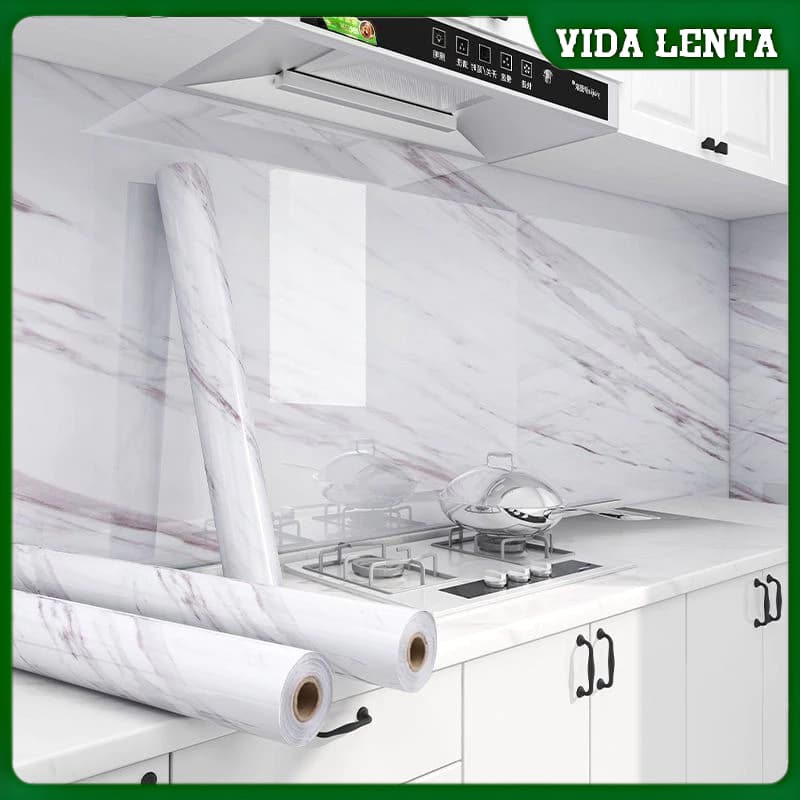 5M Adesivo Cozinha Resistente Água Óleo Fogo Alta Temperatura - Usável em Fogão Armário Porta - Filme Inovador Lavável
