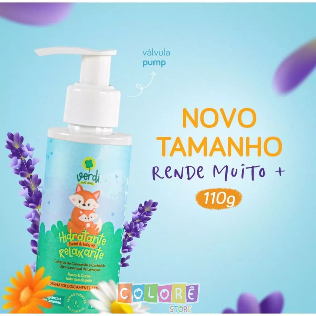 Hidratante Relaxante Natural Bebê Recém Nascido Rosto e Corpo Dermatite Calêndula Camomila Lavanda
