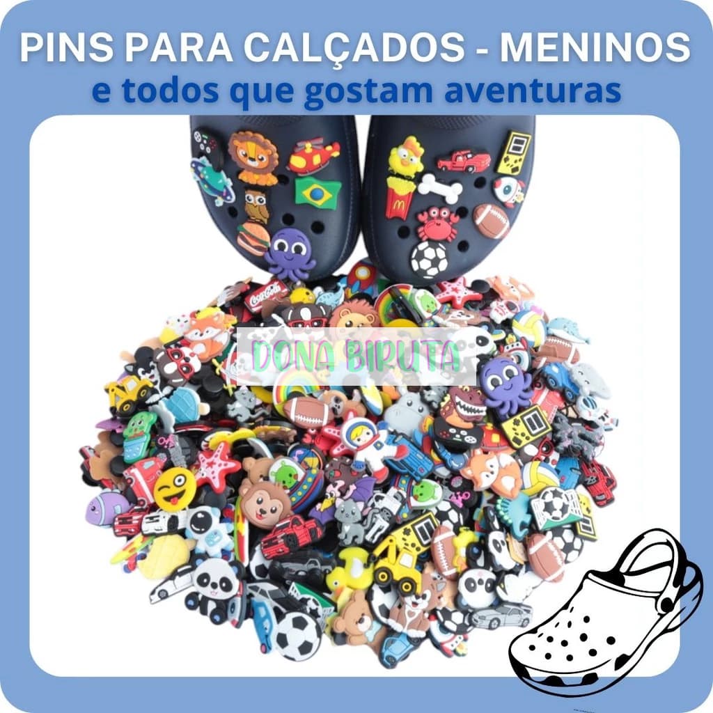 Pins Bottons Enfeites para Calçados – Kit 10 peças para Meninos