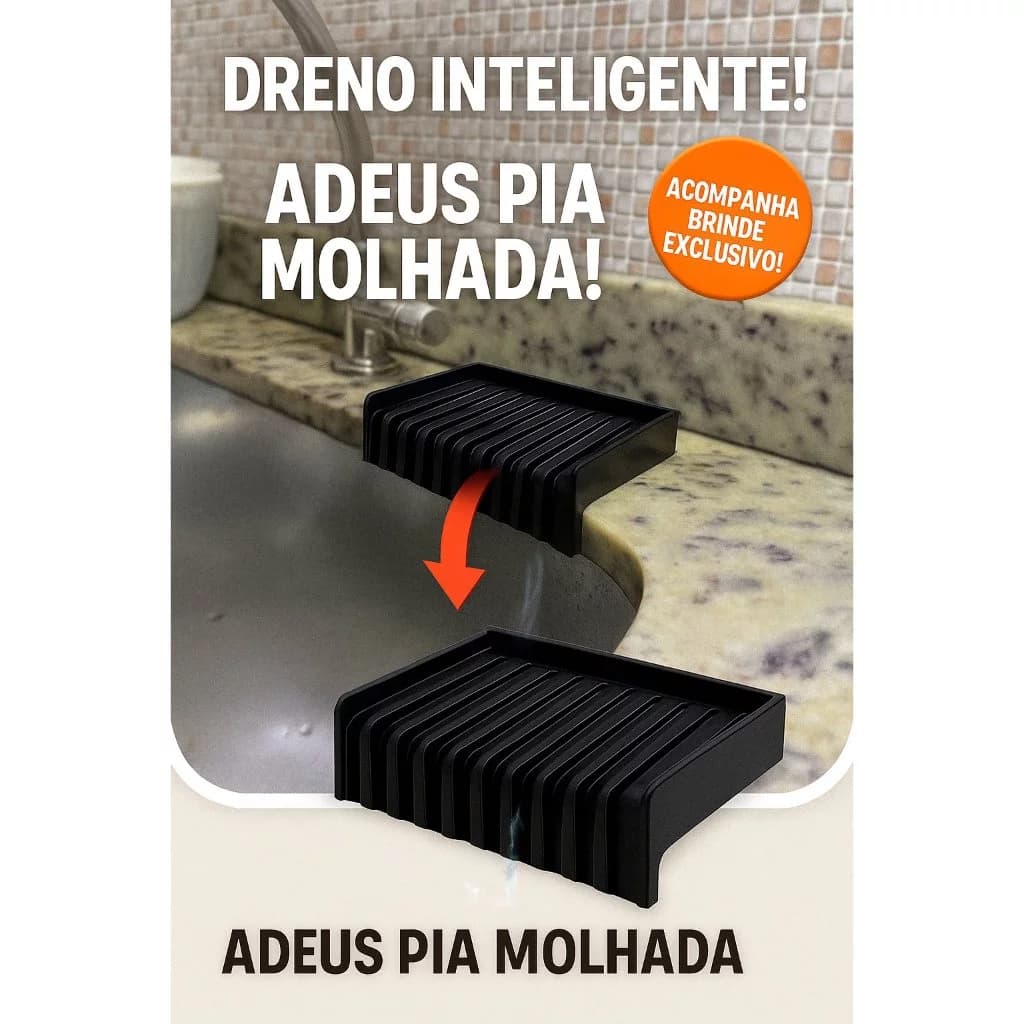 Suporte de Pia para Esponja com Dreno – Organização de Cozinha + Brinde Celular Design Inteligente