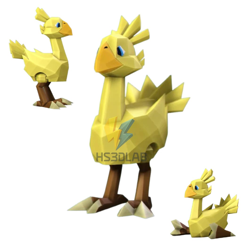 Boneco Low Poly Chocobo Final Fantasy Enfeite Gamer Colecionável Geek