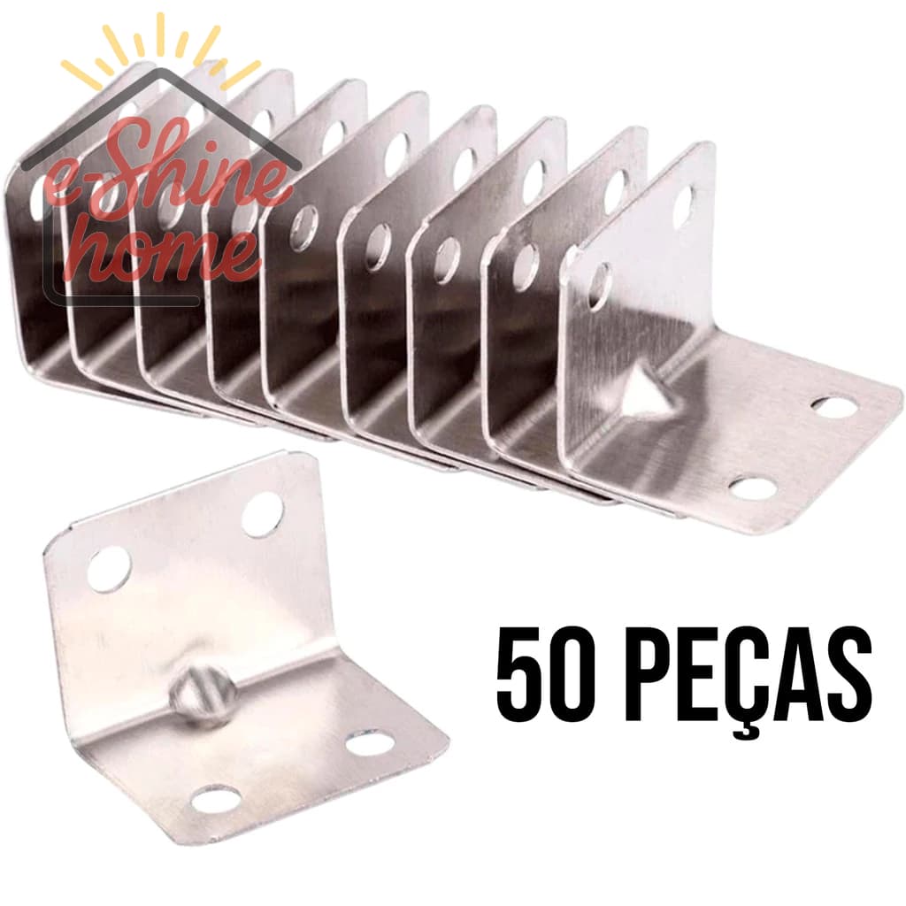 Cantoneira Fixador de Ângulo Suporte de Canto para móveis Kit 50 Pçs Aço Resistente à Oxidação