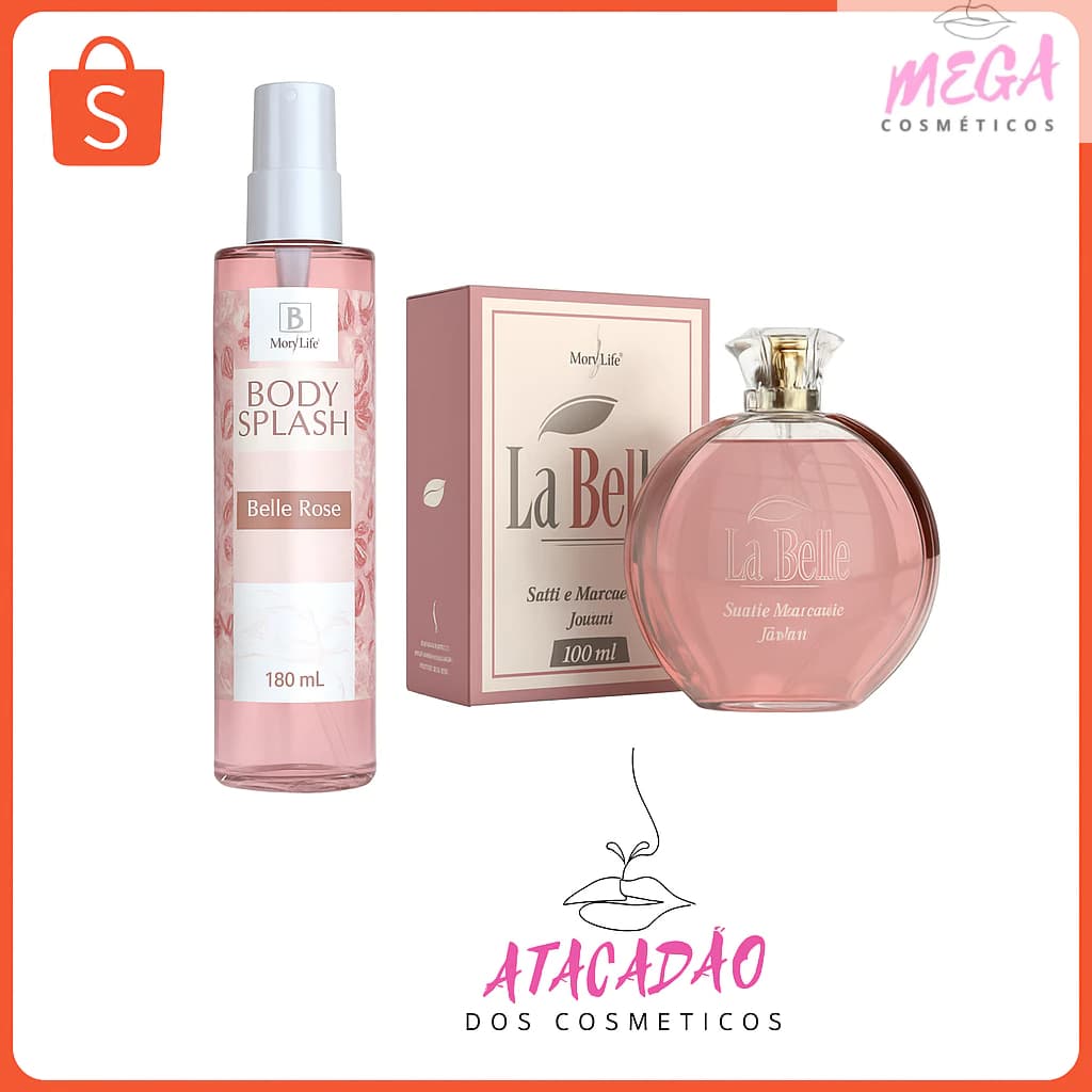 🌹Kit Belle Rose – Perfume La Belle + Body Splash Elegância 💖