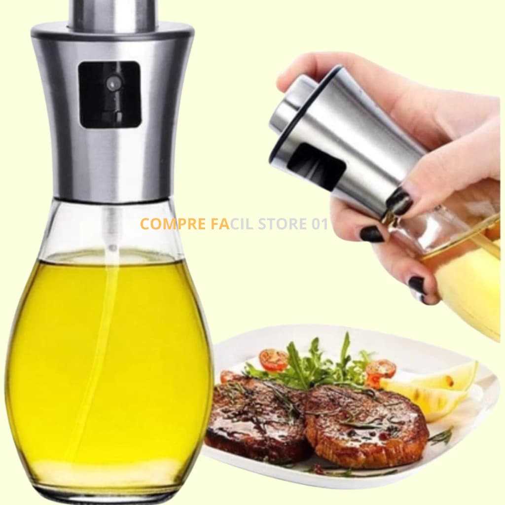 Kit 2 Spray Borrifador Azeite Galheteiro Vidro Inox Pulverizador Vinagre Oleo 200ml Cozinha Chef
