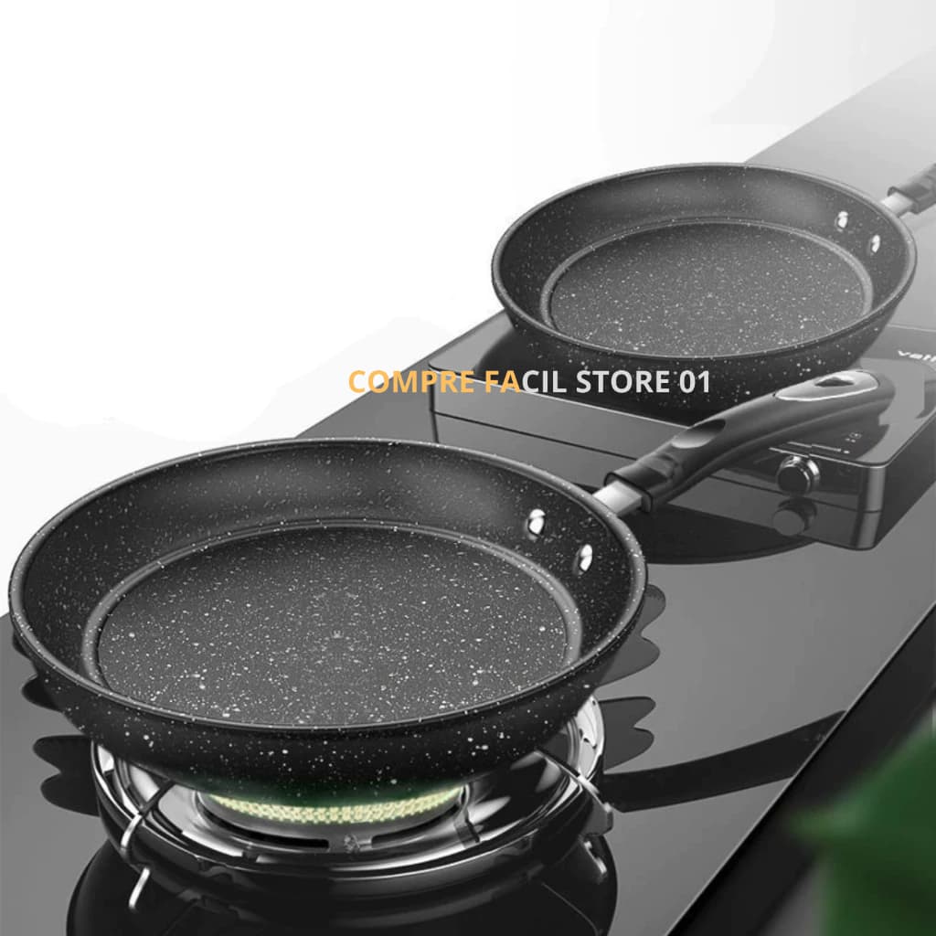 Frigideira Antiaderente Reforçada Com Cabo Ergonômico Indução e Gás Preto Vermelho 20 22 24 26 28cm