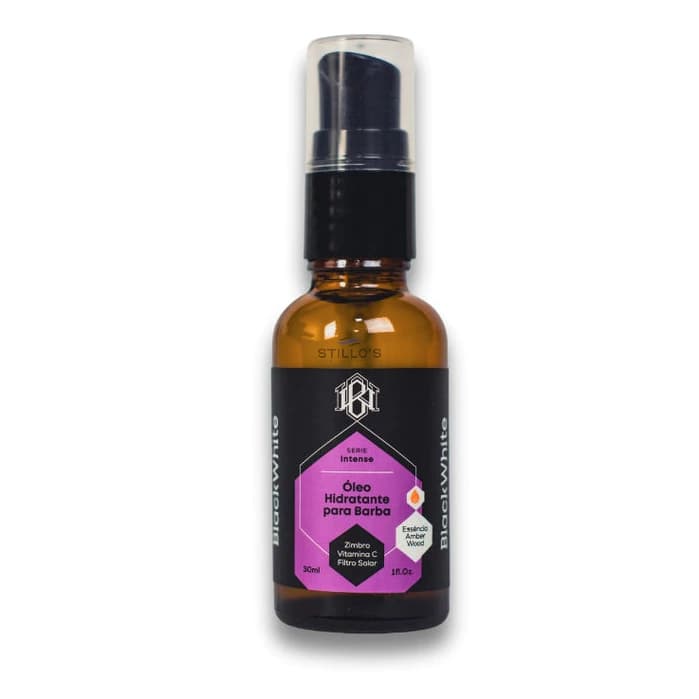 Óleo Hidratante para Barba 30ml Intense Black White – Crescimento, Brilho e Hidratação Profunda