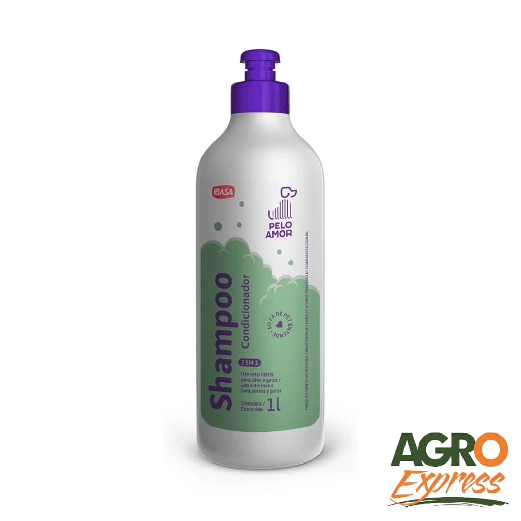 Shampoo Condicionador 2 Em 1 Pelo Amor Cães Gatos 1L - IBASA