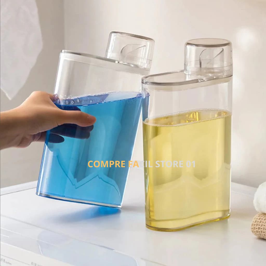 Dispenser Organizador Lavanderia 1200 e 2000ML Amaciante Sabão Em Pó Multiuso Transparente