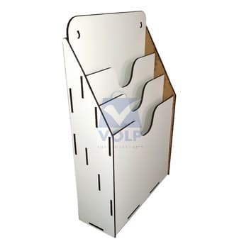 Porta Prontuário e Documentos A4/ organizador para Folhas Sulfite3 Baias Mdf Branco Laca em uma face