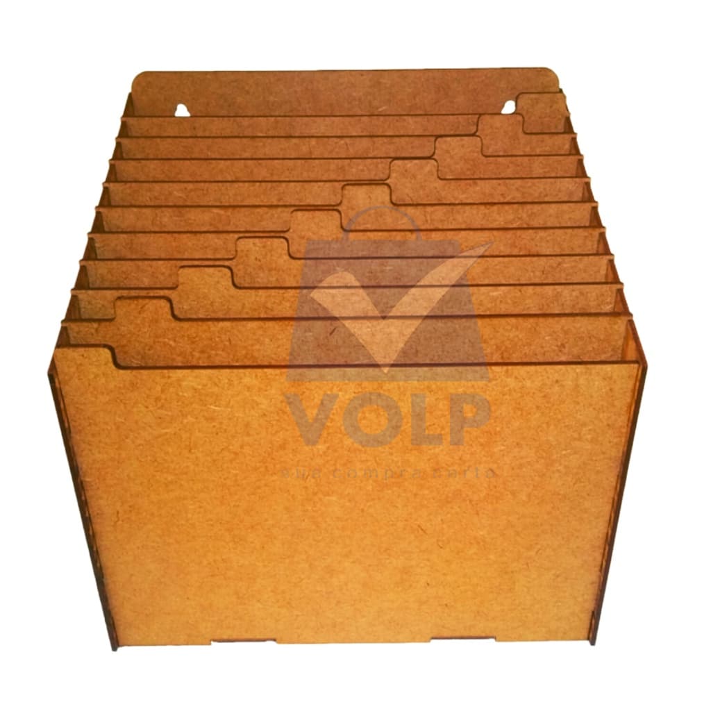 Suporte De Mesa Para Folhas A4 Prontuário Escritório Indústria 10 Divisões Nichos Escaninho Cru MDF
