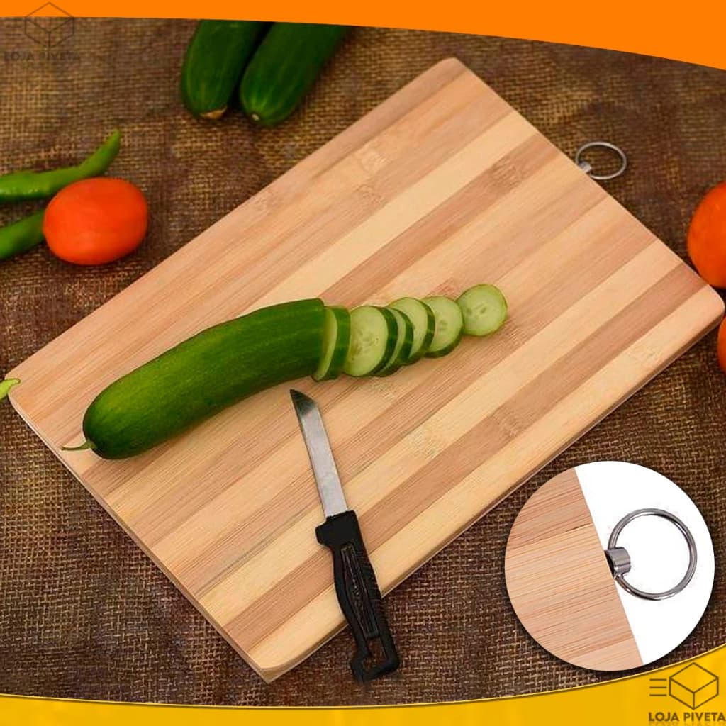 Tábua De Corte Em Bambu 20x30CM Para Carnes Cozinha Churrasco Legumes