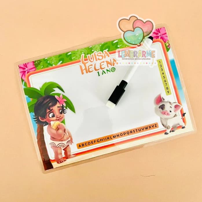 10 Lousa Mágica Moana 3 em 1 Lembrancinha Personalizada - Fazemos todos os temas