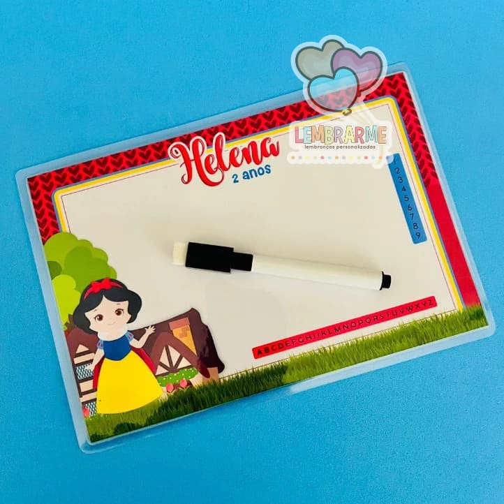 10 Lousa Mágica Branca de Neve 3 em 1 Lembrancinha Personalizada - Fazemos todos os temas