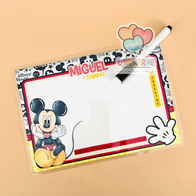 10 Lousa Mágica Mickey 3 em 1 Lembrancinha Personalizada - Fazemos todos os temas