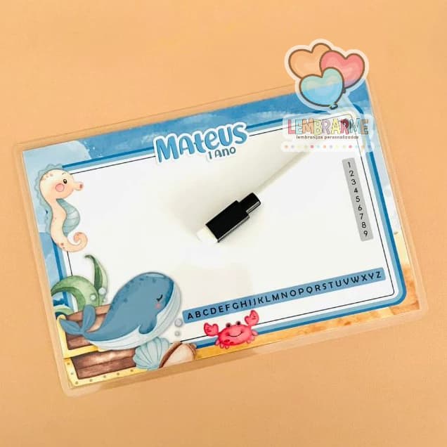 10 Lousa Mágica Fundo do Mar 3 em 1 Lembrancinha Personalizada - Fazemos todos os temas