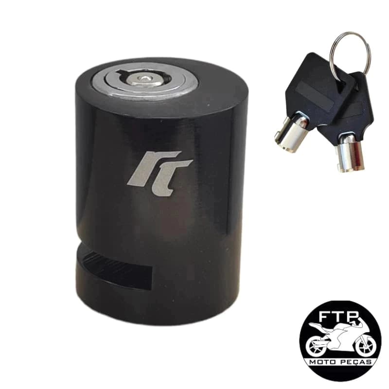 TRAVA DE DISCO MOTO PRETA UNIVERSAL PEQUENA CADEADO ANTIFURTO COM CHAVE