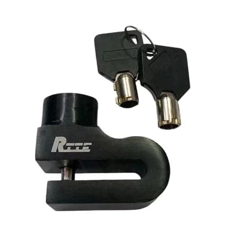 TRAVA DE DISCO PRETA PEQUENA UNIVERSAL PARA MOTO CADEADO ANTIFURTO COM CHAVE