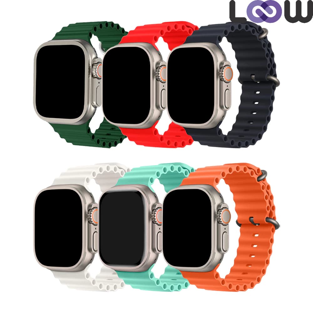 Pulseira Para Apple Watch 38mm 40mm 41mm 42mm 44mm 45mm 49mm Silicone Oceano Smartwatch E Apple Watch Ultra