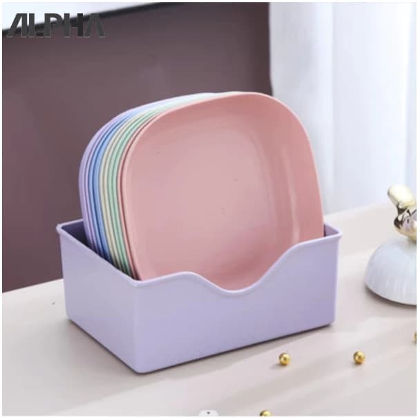 Kit Com 10 Pratos Plásticos Duros Reutilizaveis Com Suporte