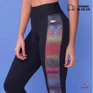Legging Feminina HMR com Recorte Faixa Lateral Academia/Fitness