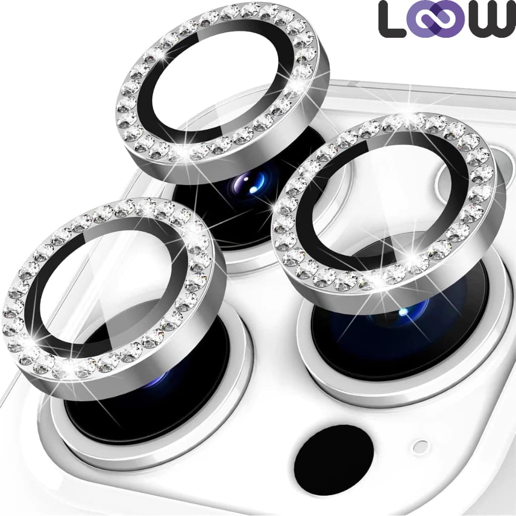 Kit Películas Lente Para iPhone 15, 15 Plus, 15 Pro, 15 Pro Max Câmera Proteção Com Brilho Brilhante Strass