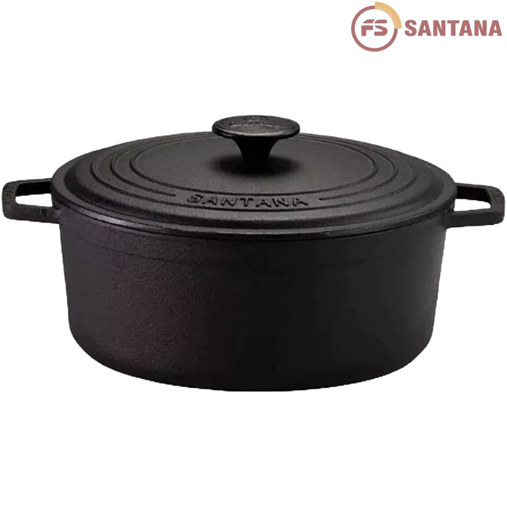 Panela Caçarola Ferro Fundido Alças e Tampa de Ferro 18cm 1,7 Litros - Santana