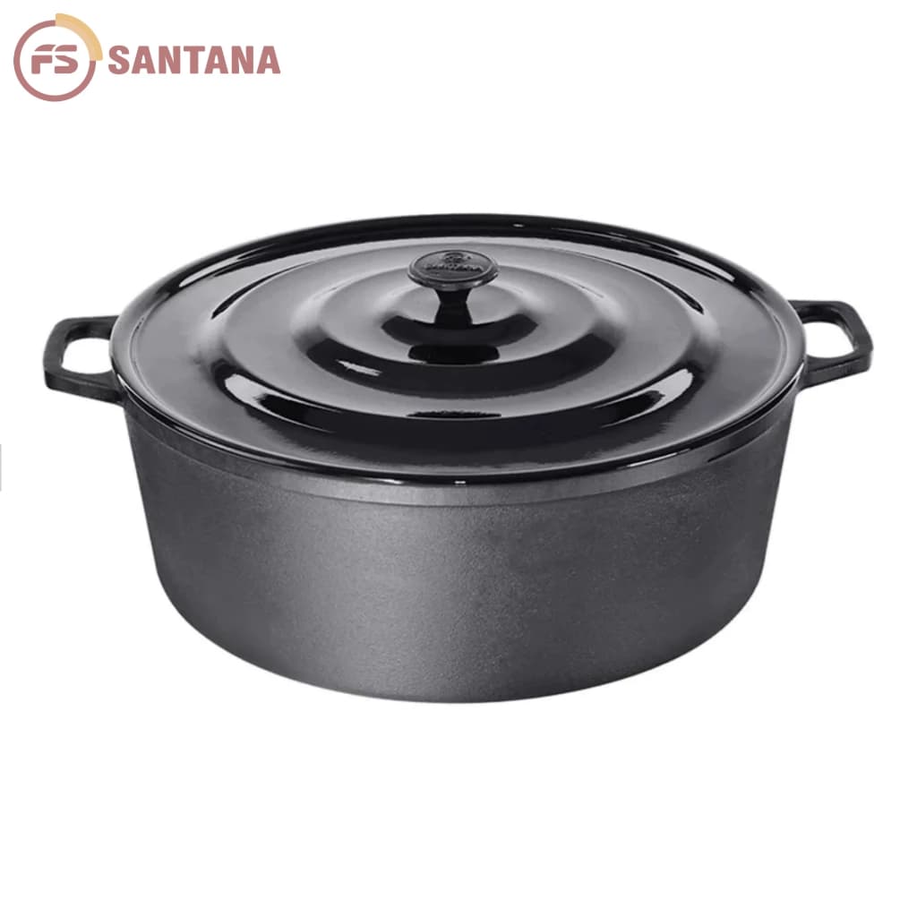 Panela Caçarola Ferro Fundido Grande 40cm 16 Litros com Tampa De Alumínio