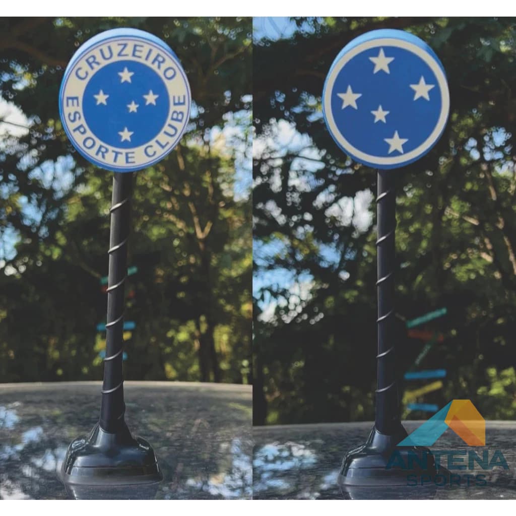 Kit Ponteira Enfeite de Antena Cruzeiro - Escudo Cruzeiro e Retrô - Azul - Cabuloso - Carro e Moto