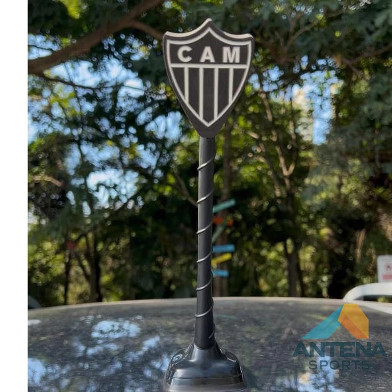 KIT - 5 Ponteiras Enfeite de Antena Atlético - Escudo Atlético - Preto - Galo - Carro e Moto