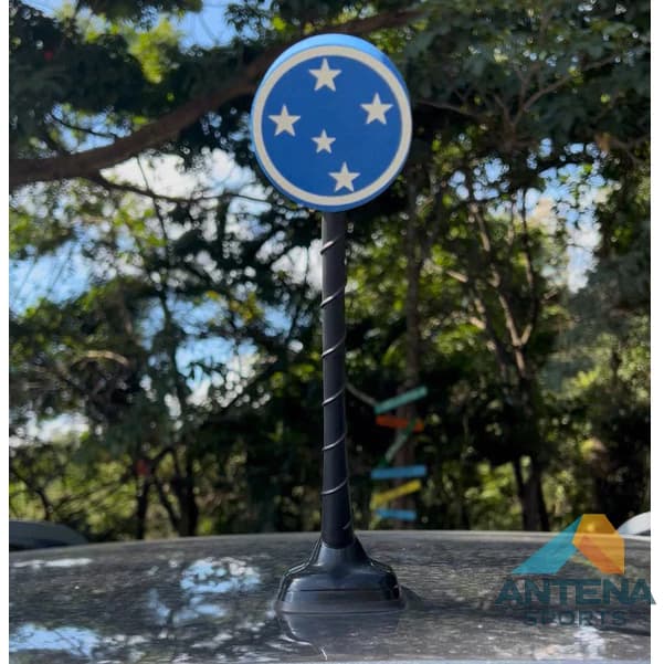 Ponteira Enfeite de Antena Cruzeiro - Escudo Retrô Cruzeiro - Azul - Cabuloso - Carro e Moto
