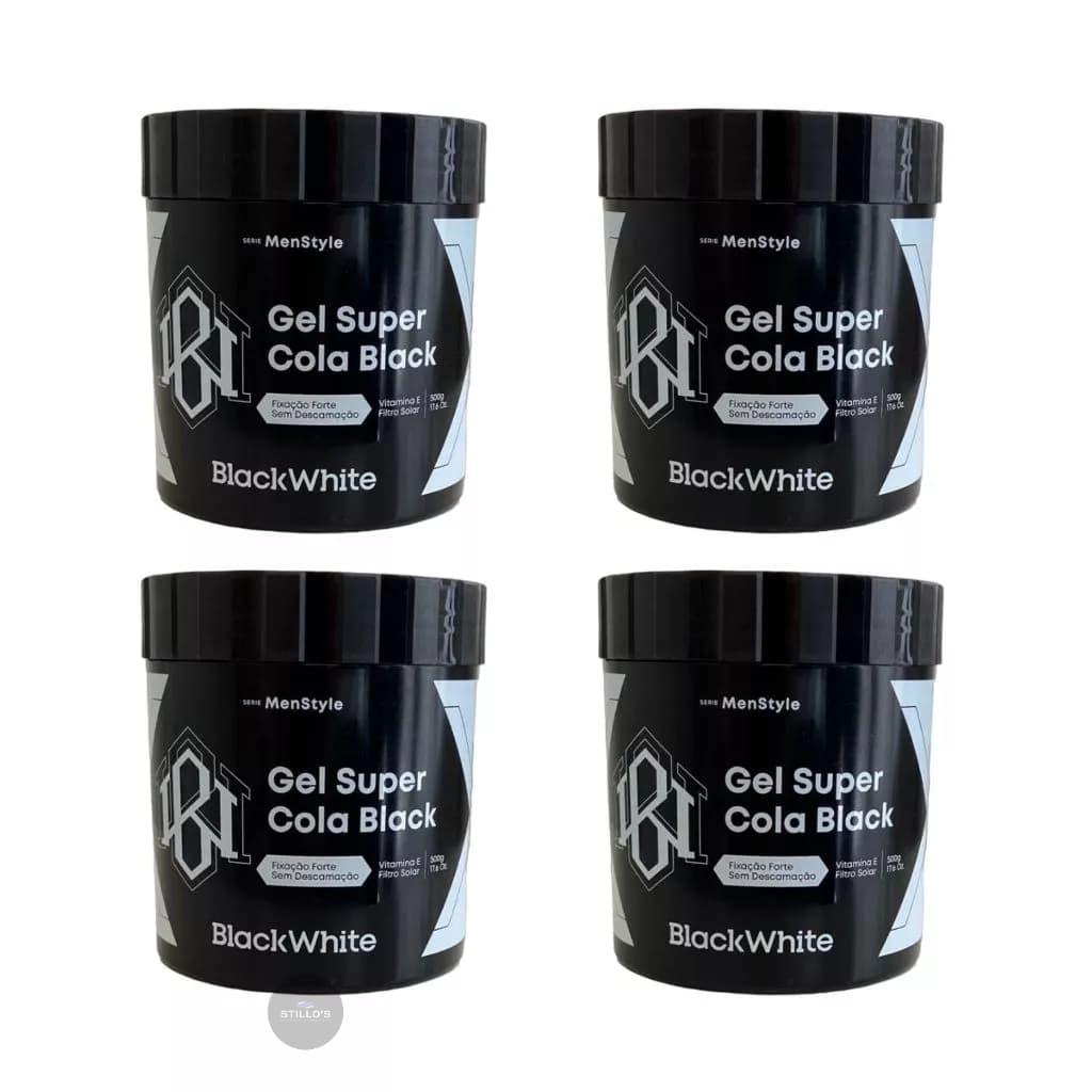 Gel Super Cola Black 500g Alta Fixação - 04 Unidades