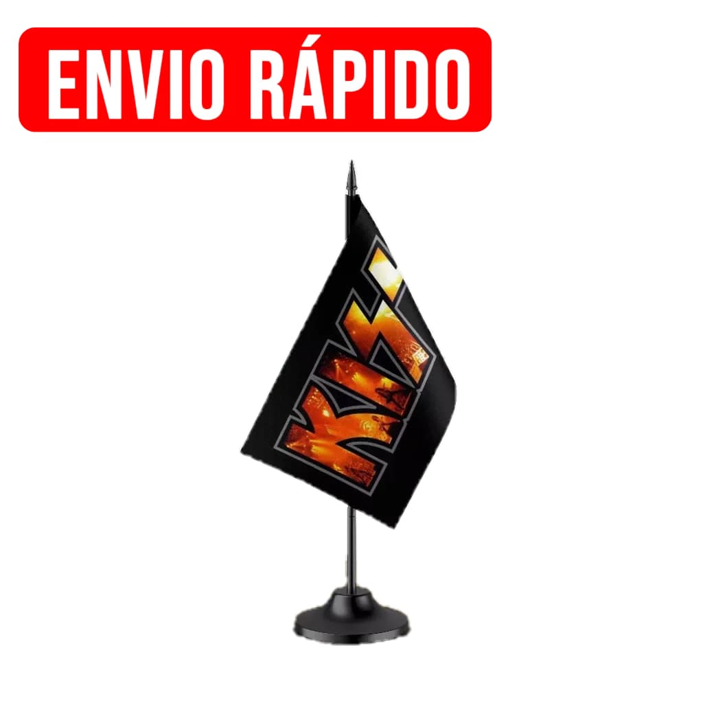 Mini Bandeirinha de Mesa BANDA KISS Rock n Roll 20x12cm | Personalizada | Haste 28cm | Estampa em Sublimação