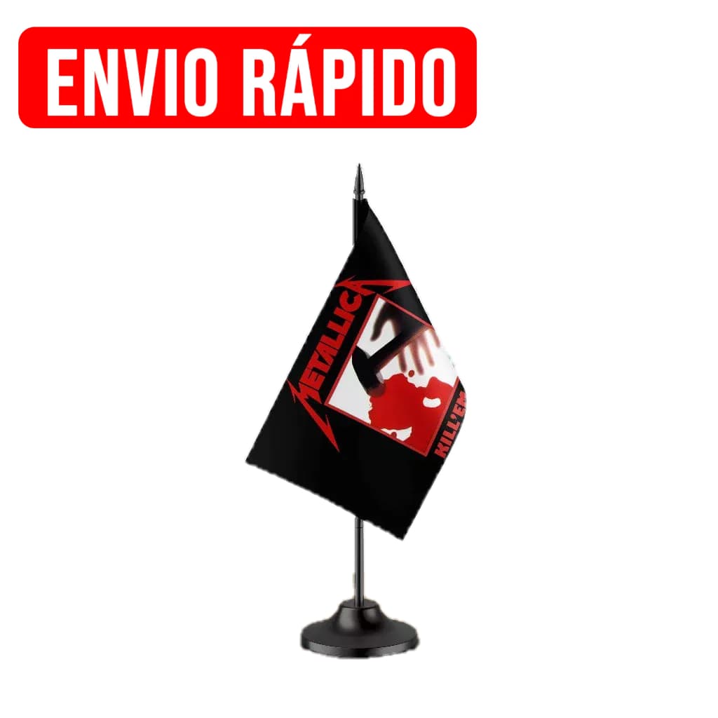 Mini Bandeirinha de METALLICA, Rock n Roll 20x12cm | Personalizada | Haste 28cm | Estampa em Sublimação