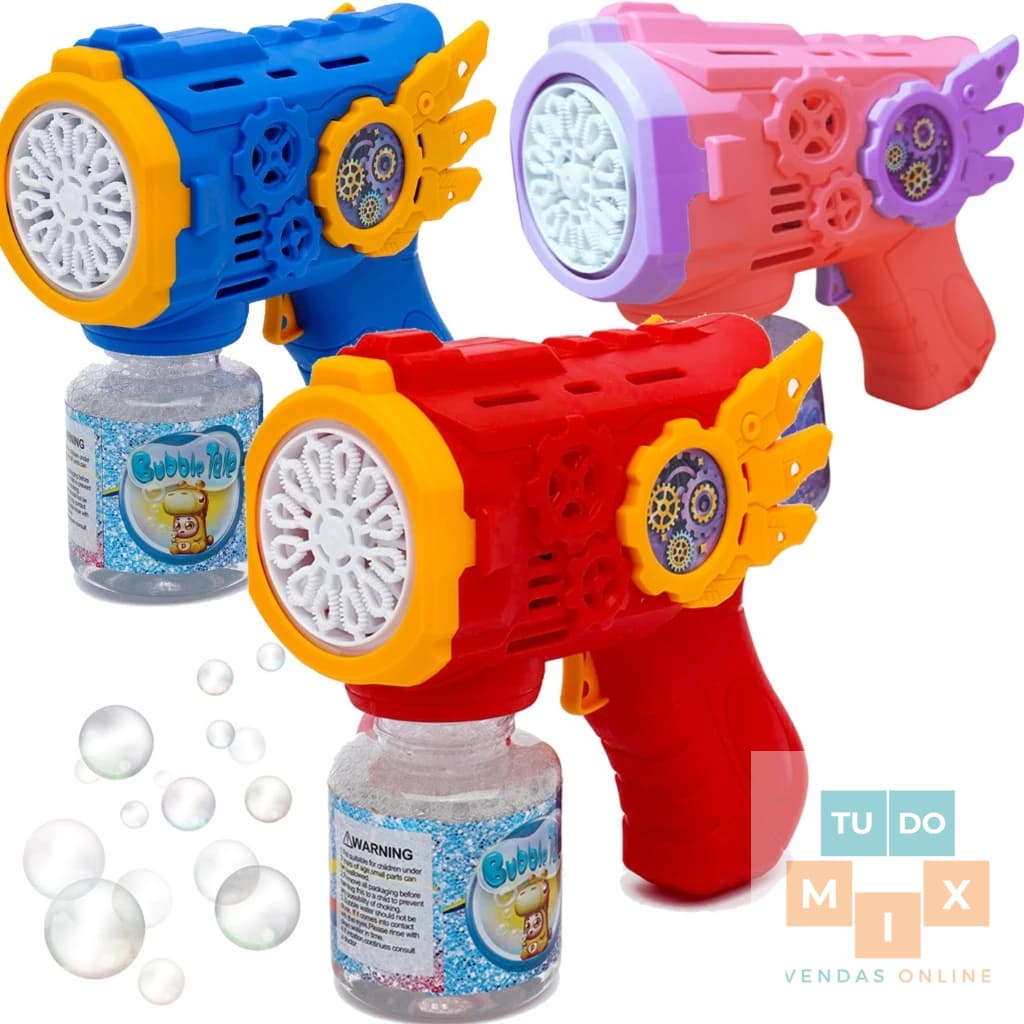 Brinquedo Arminha Pistola Lançador de Bolhas Bolinhas de Sabão Automática Com Luz