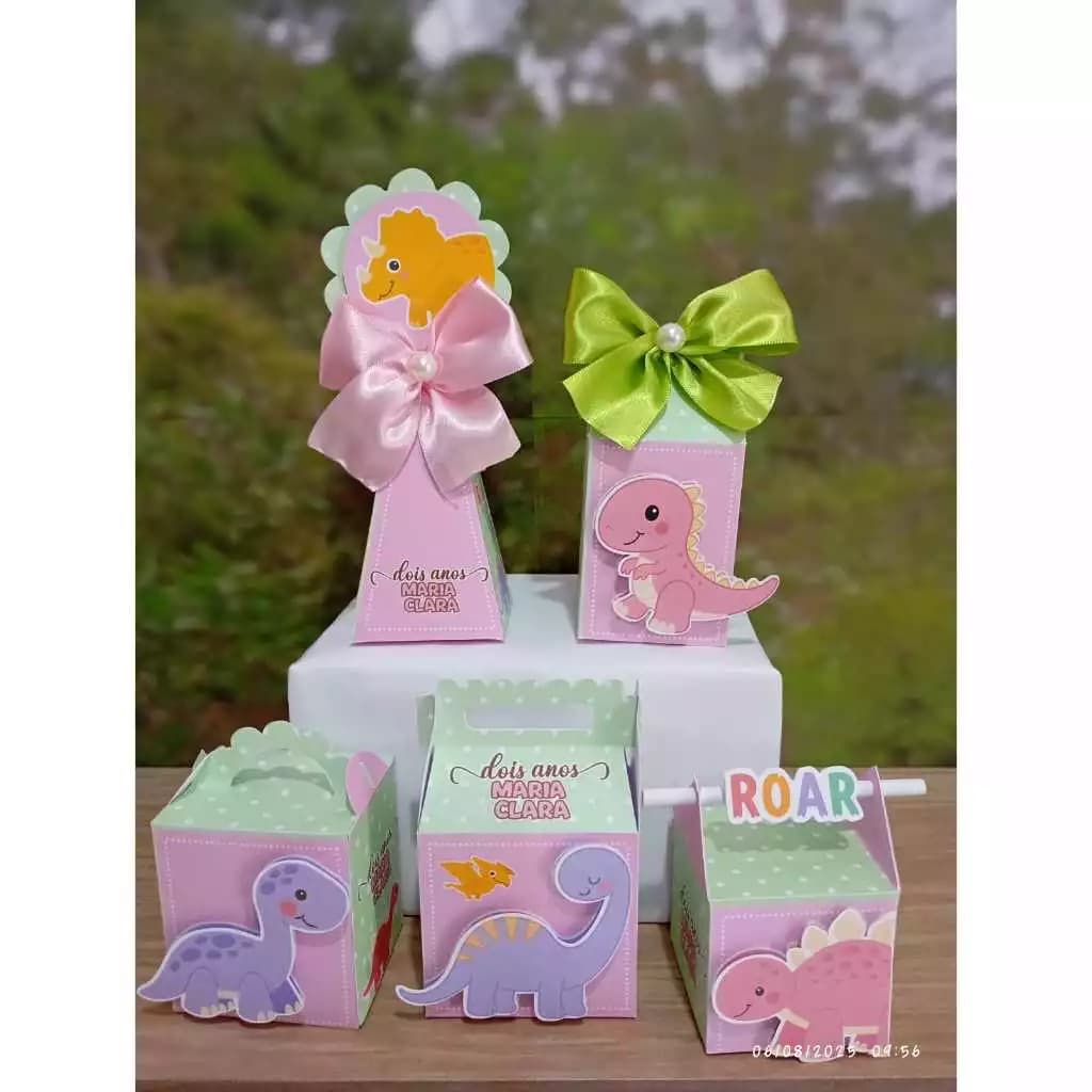PEGUE E MONTE - Kit Festa Personalizados DINO BABY- DINOSSAURO  Lembrancinhas Caixinhas para festa
