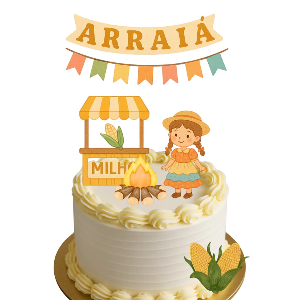 TOPO DE BOLO ARRAIÁ/ FESTA JUNINA/ SÃO JOÃO/ KIT FESTA, MENINA, MENINO